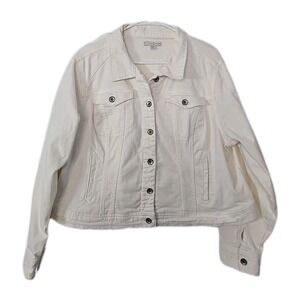 Est. 1946 Womans Denim White Jacket 18/20W Trucker Style Short